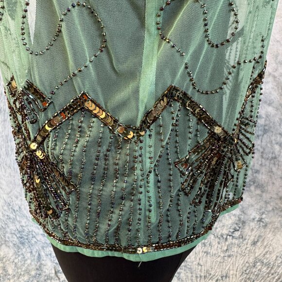 Yellow Chair Beaded Sheer Art Deco Vest - L - Picture 4 of 10